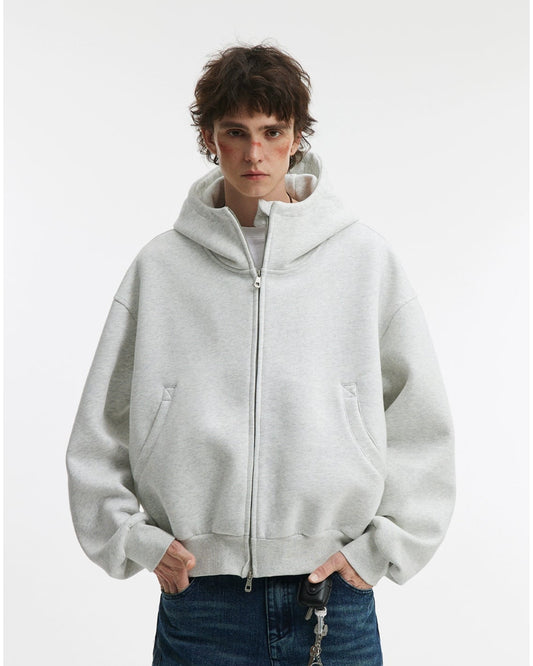 Solid Collar Heavy Weight Hoodie Jacket