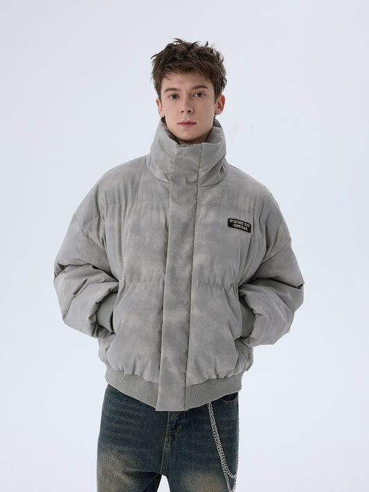 Tie-Dye Distressed Puffer Jacket