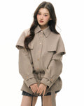 Houndstooth Detachable Cape Trench Jacket