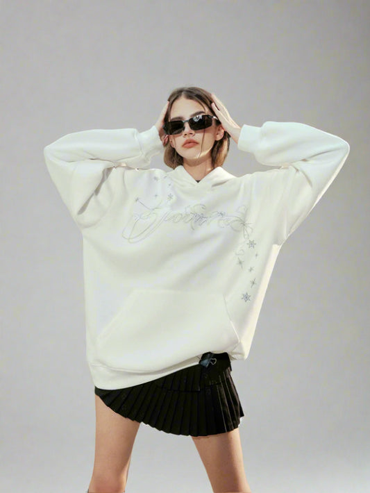 Star Embroidery Sweatshirt Fleece Hoodie Jacket