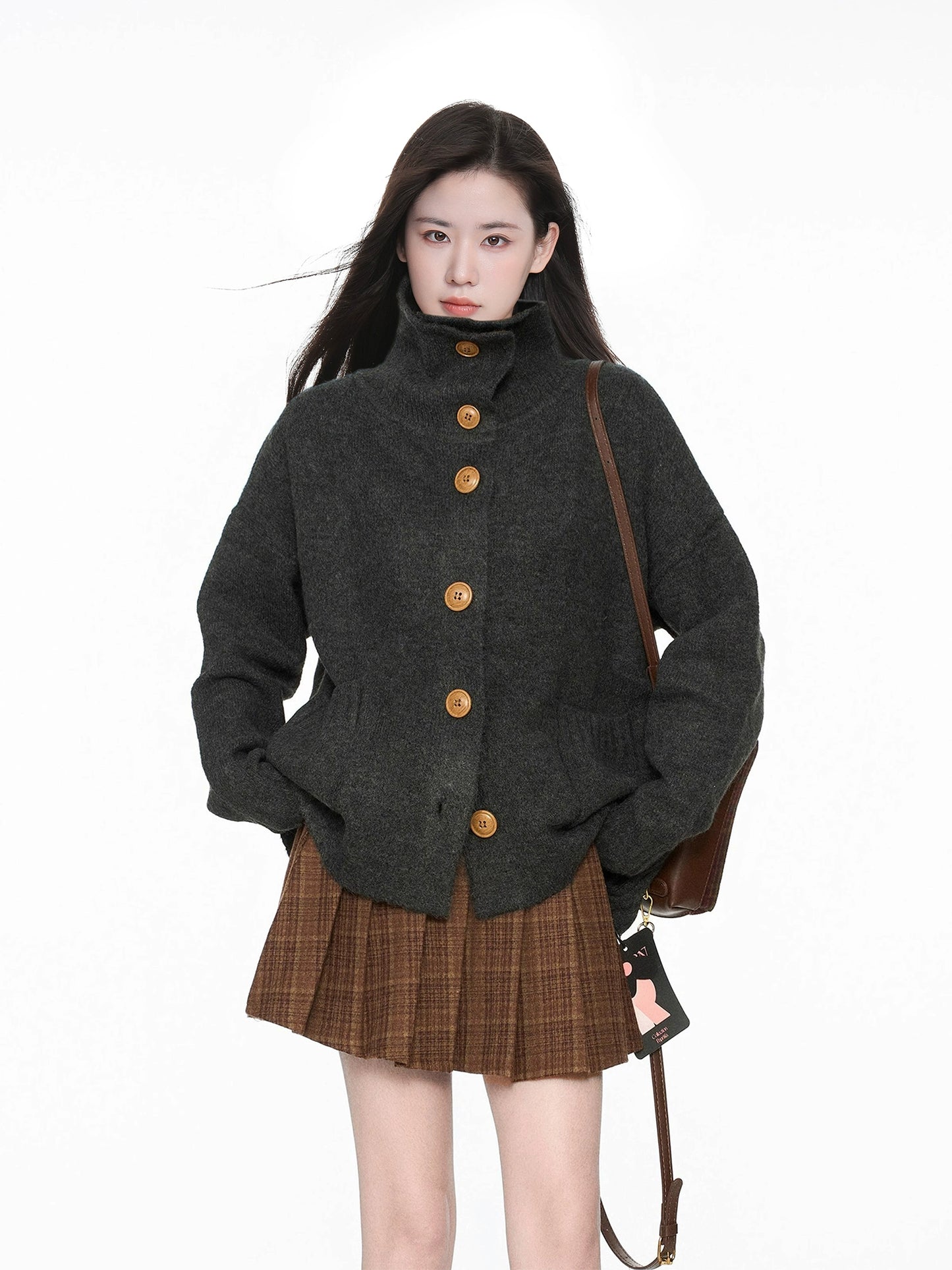 Dark Grey Knitted Turtleneck Sweater