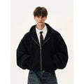 Silhouette Short Casual Boxy Washed Zip-Up Hoodie