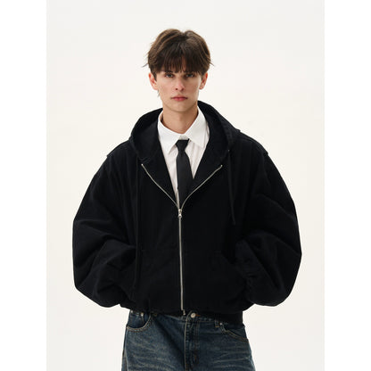 Silhouette Short Casual Boxy Washed Zip-Up Hoodie