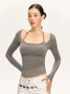 Two Long Sleeve Slim Fit Crop Top