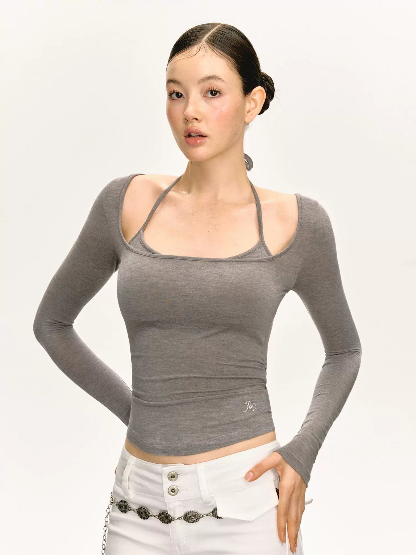 Two Long Sleeve Slim Fit Crop Top