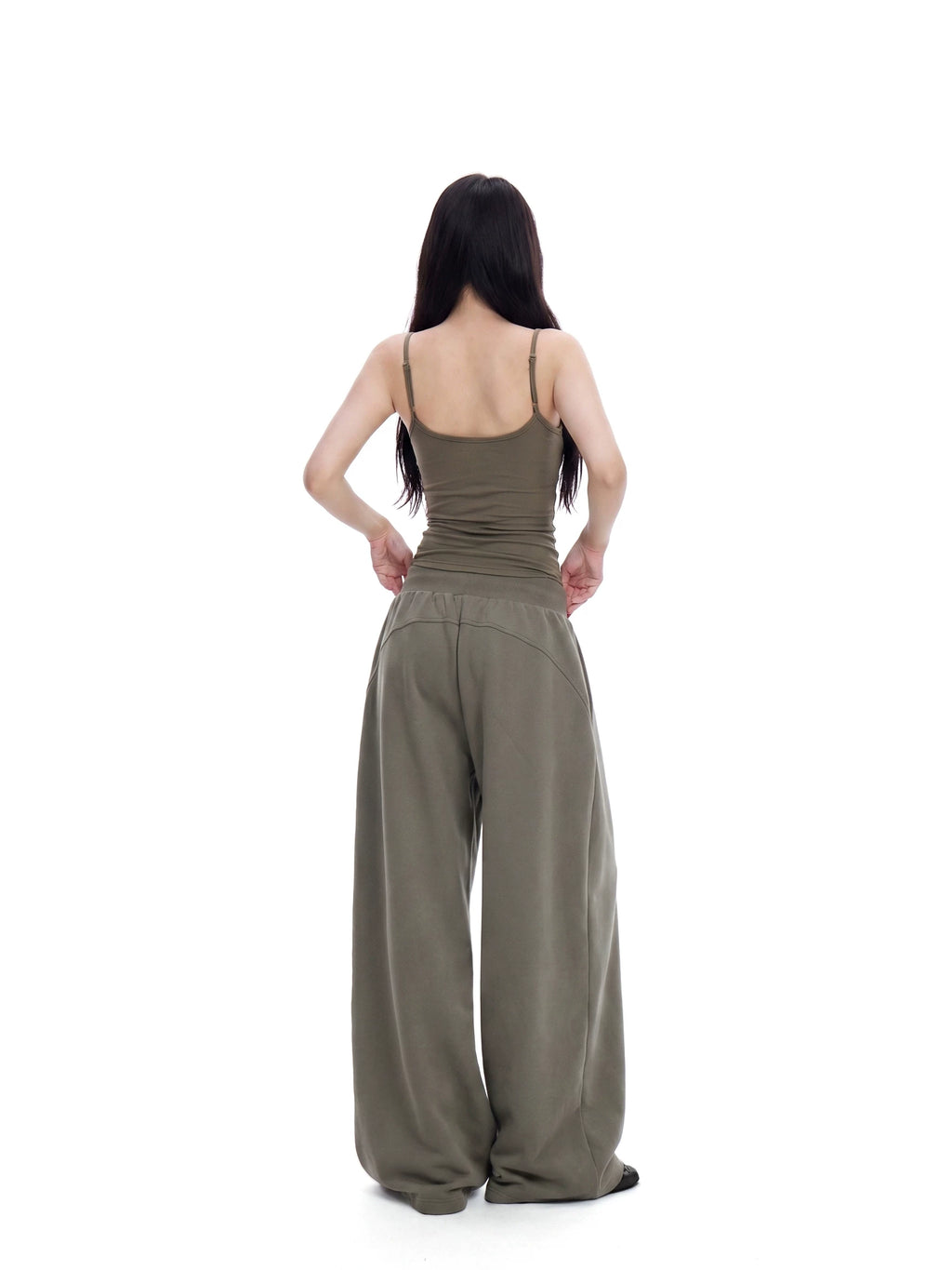 Button-Placket Cami & Drawstring Wide-Leg Pants Set