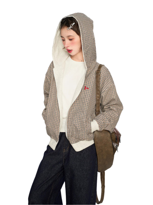 Reversible Plaid Hooded Jacket