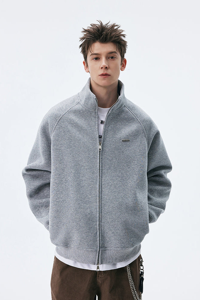 Stand Collar Zip Up Casual Cardigan