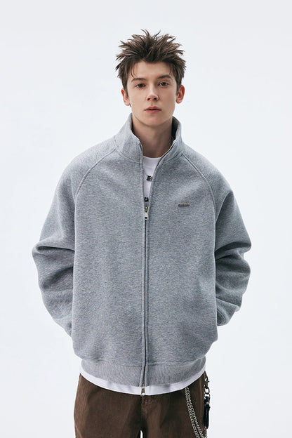 Stand Collar Zip Up Casual Cardigan