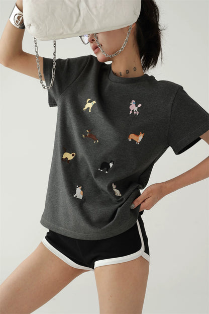 Fun Puppy Embroidered Tee