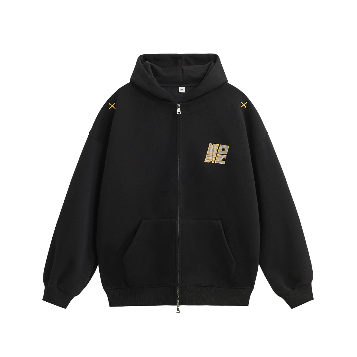 Embroidery Double Zipper Hoodie Jacket