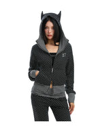 Korean Polka Dot Little Devil Hooded Jacket Set
