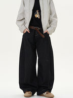 Vintage Straight Loose Denim Black Wide-Leg Jeans