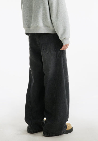 Wide-Leg Ruffian Dark Washed Jeans