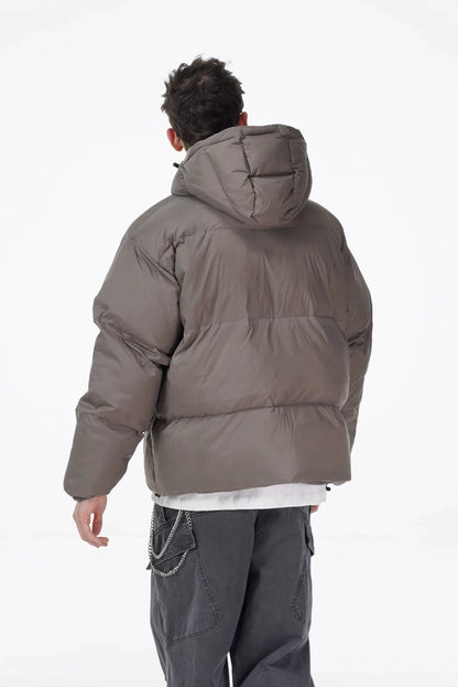Padded Hoodie PU Puffer Jacket