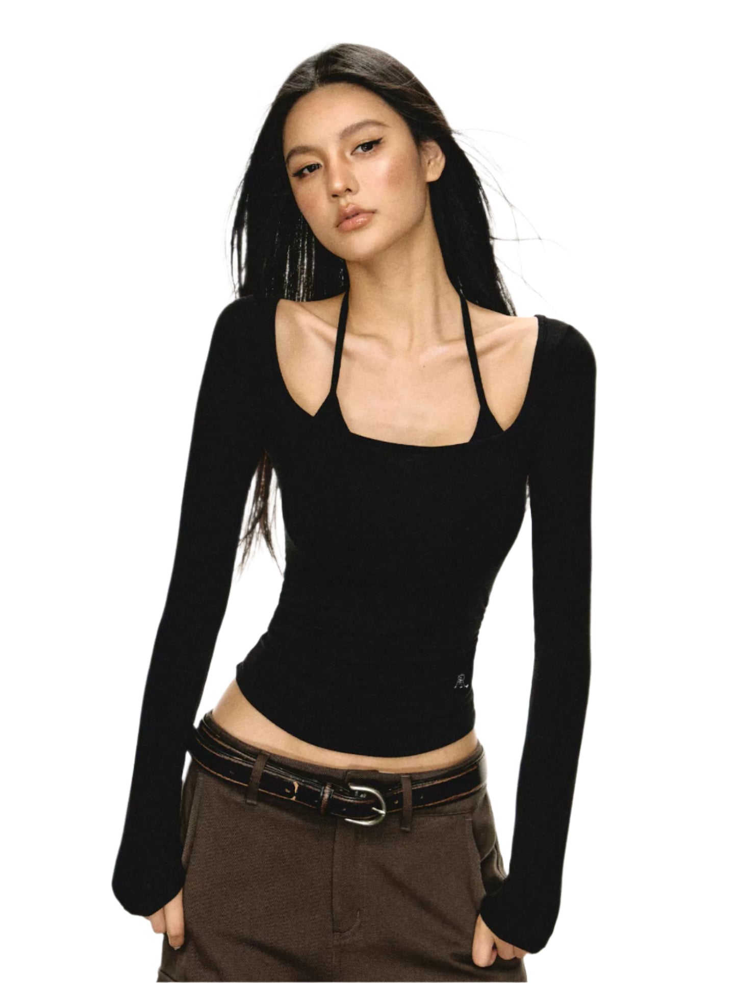 Two Long Sleeve Slim Fit Crop Top