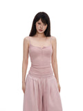 Button-Placket Cami & Drawstring Wide-Leg Pants Set