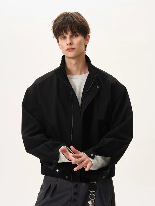 Twill Boxy Fit Stand Collar Jacket
