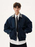 Cargo Bath Leather Collar Boxy Jacket