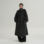 Premium Temperament Stand Collar Grey Long Coat