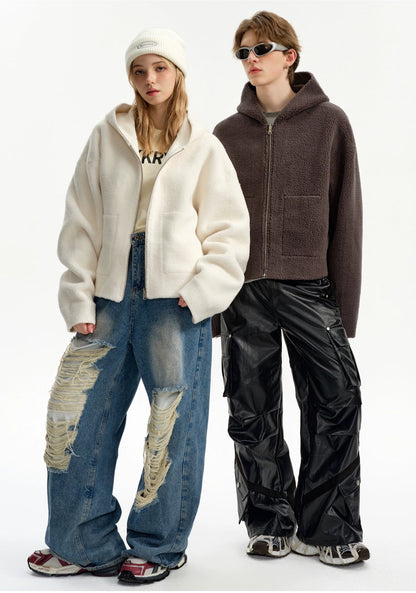 Soft Woolen Hooded Cotton Jacket