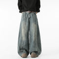 Deconstructed Broken Wide-Leg Washed Jeans