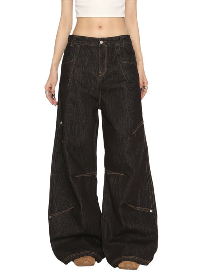 Retro Wide-Leg Casual Loose Fit Jeans