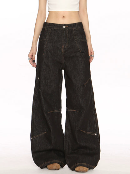 Retro Wide-Leg Casual Loose Fit Jeans