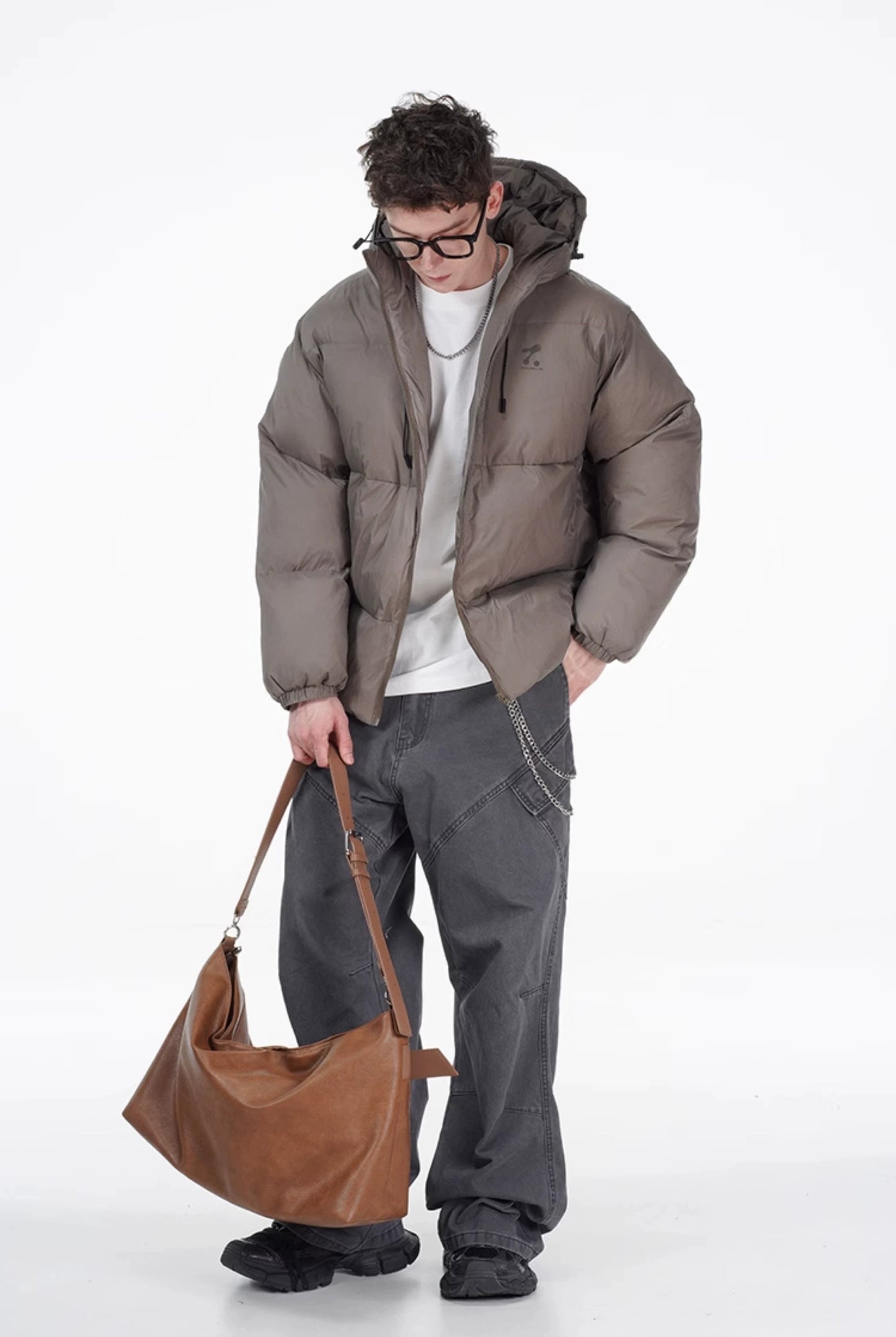Padded Hoodie PU Puffer Jacket