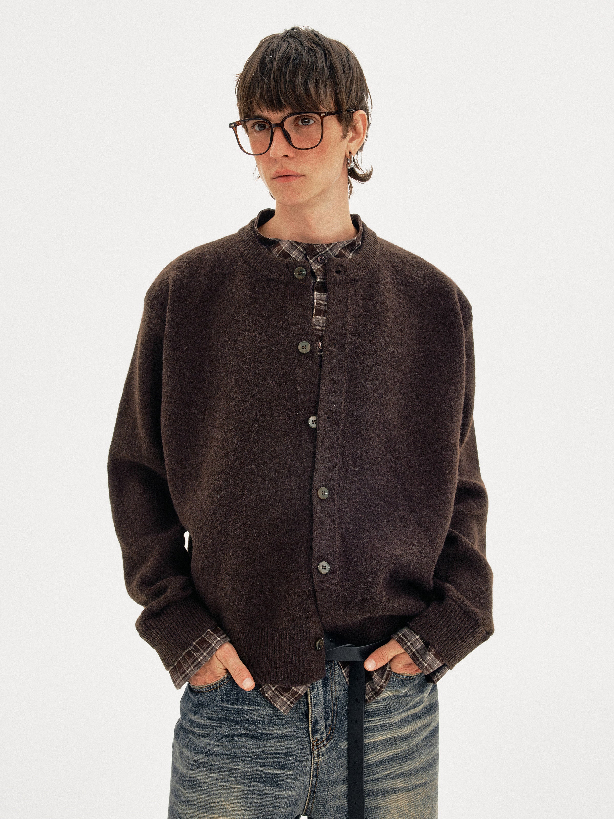 Old Money Spliced Plaid Cardigan