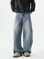 Wide-Leg Scimitar Loose Distressed Jeans
