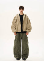 Silhouette Short Casual Boxy Washed Zip-Up Hoodie