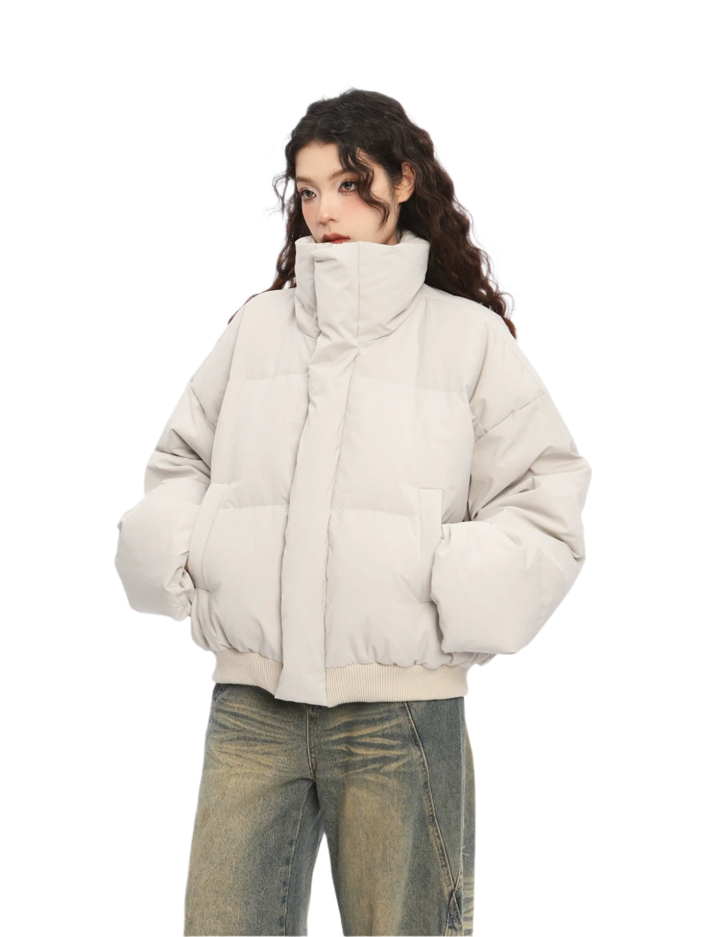 American Stand Collar Short Down Puffer Jacket
