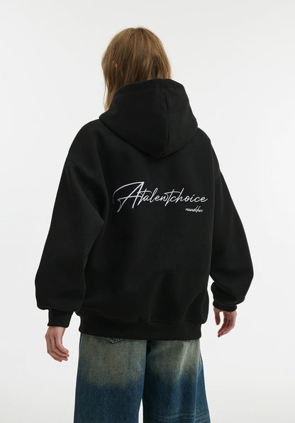 Unisex Soft Embroidered Double Zip Hoodie Jacket
