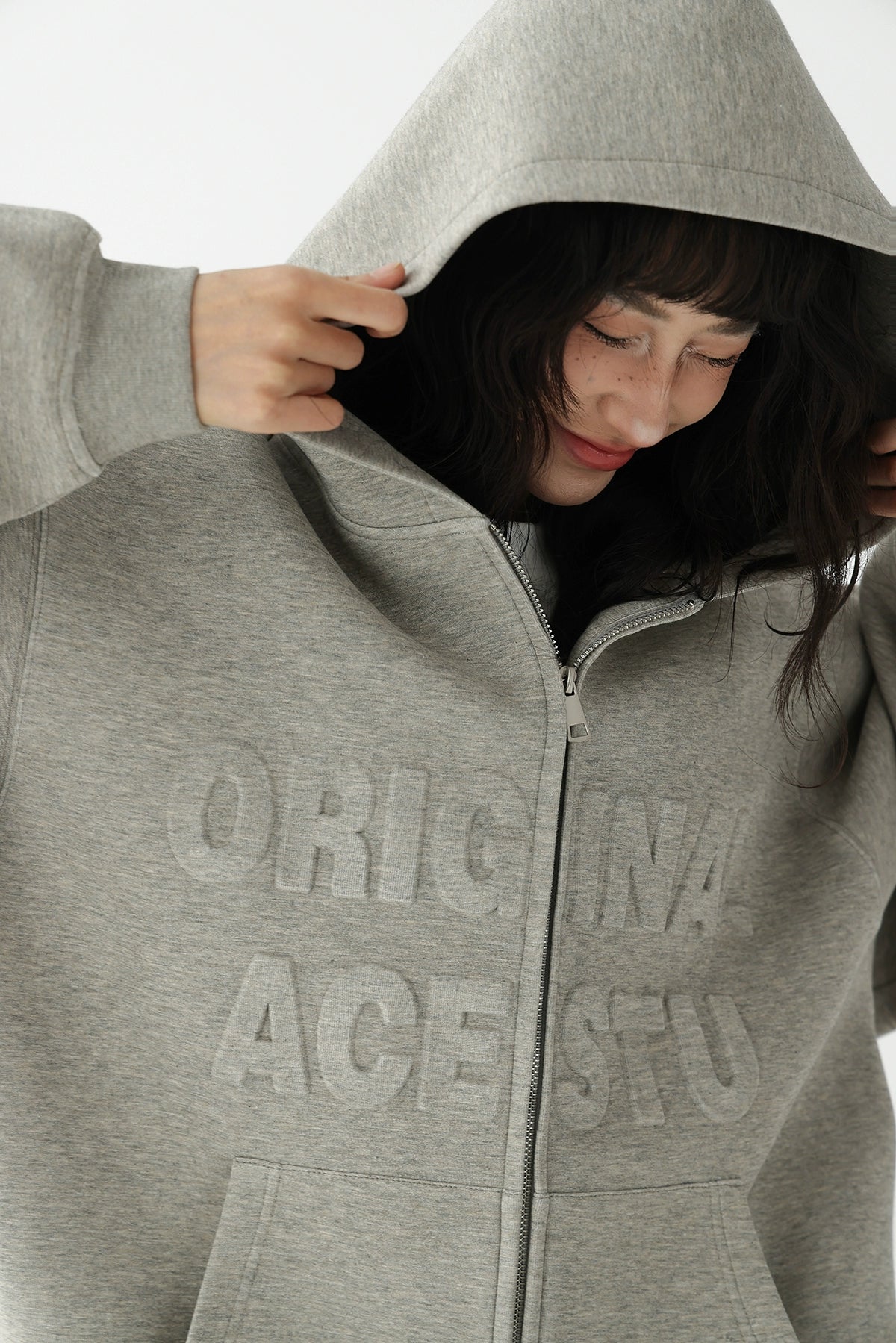 Embossed Set Hooded Zip Cardigan Sweatshirt Jacket + Athleisure Trousers
