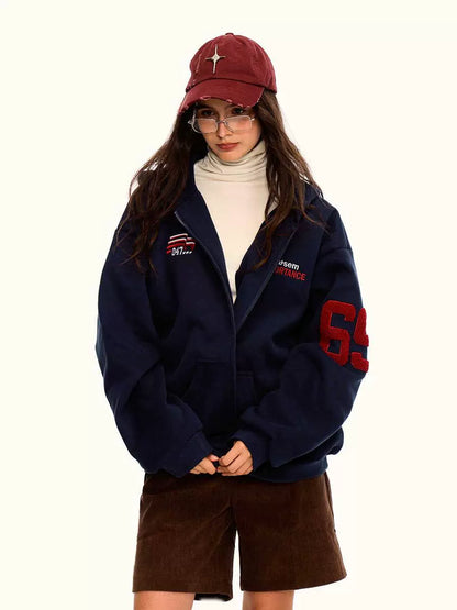 Fleece Thickened Camouflage Cardigan Hooded Retro Jacket