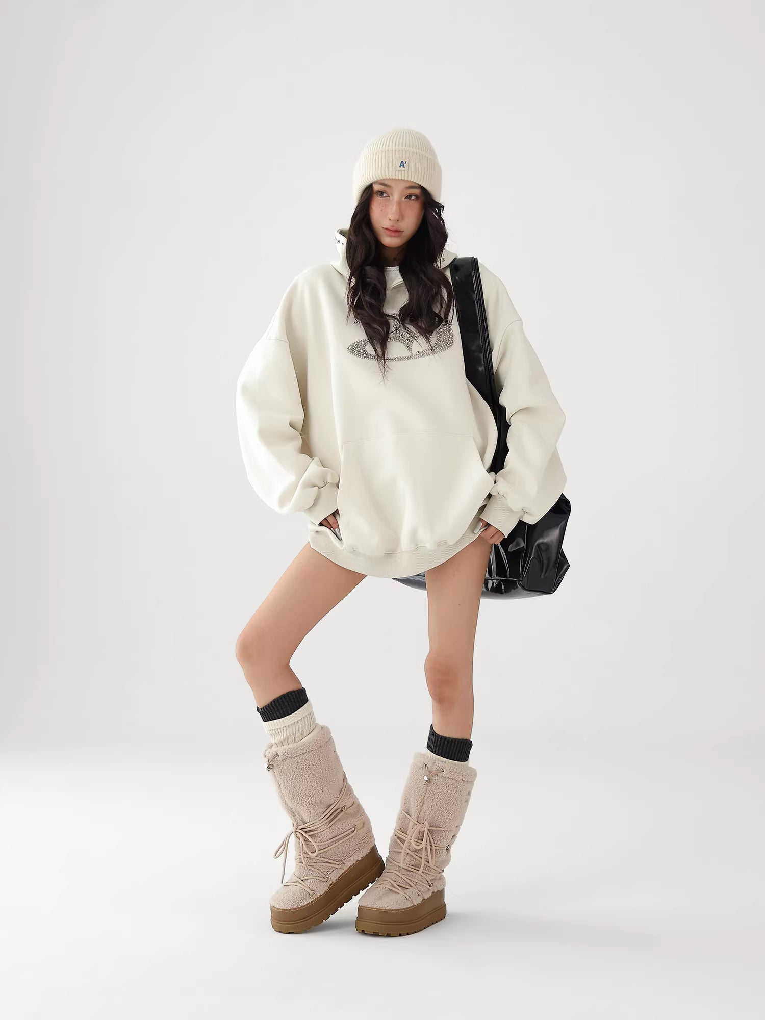 Heavy Nail Bead Sweatshirt Hoodie