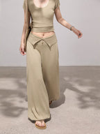 Knitted Slim Tee & High-waisted Pants Set