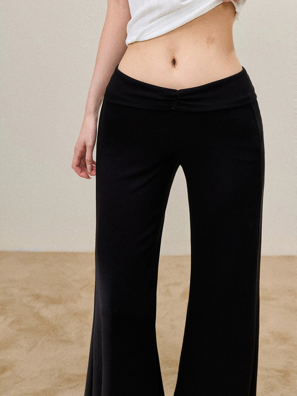 Low-Rise Flared Wide-Leg Pants