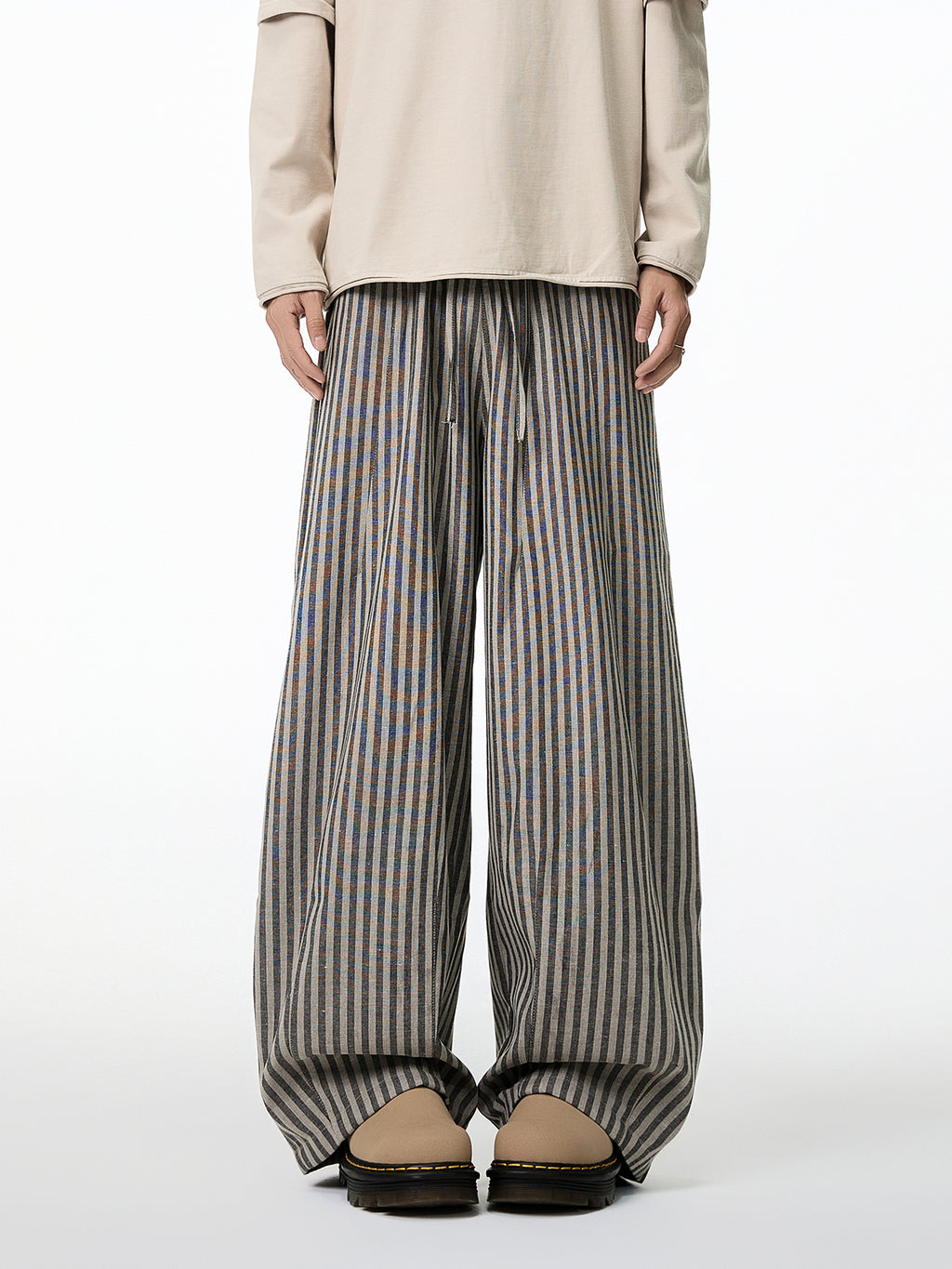 Vertical Striped Slacks Straight-leg Pants