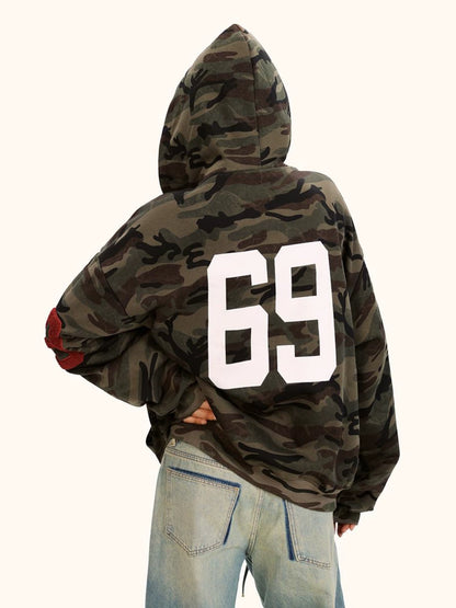 Fleece Thickened Camouflage Cardigan Hooded Retro Jacket
