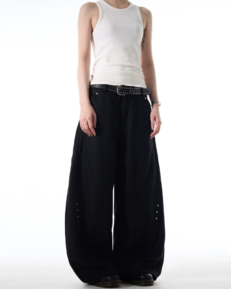 Retro Cropped Wide-Leg Pants