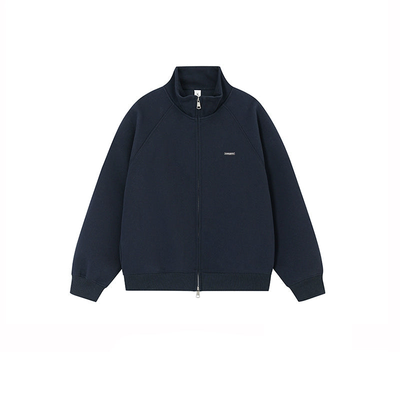 Stand Collar Zip Up Casual Cardigan
