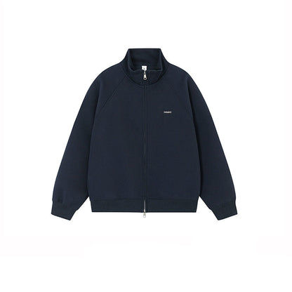 Stand Collar Zip Up Casual Cardigan