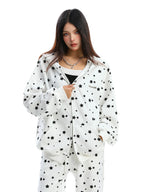 Full Print Star Rabbit Ears Hooded Sweatshirt Set