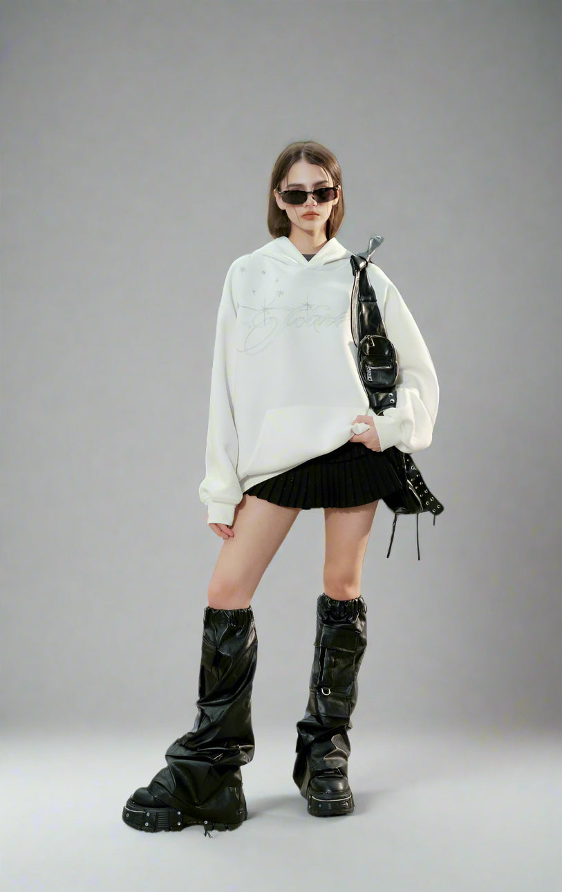 Star Embroidery Sweatshirt Fleece Hoodie Jacket