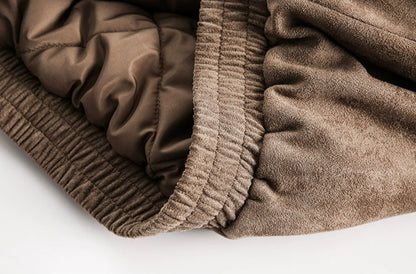 Short Solid Lapel Suede Jacket