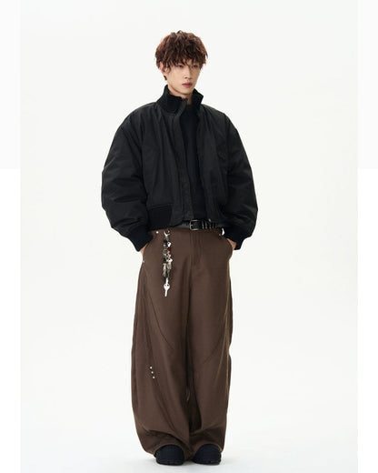 Black Vintage Bomber Cropped Jacket