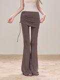 Ruched Wrap-Tie Flare Pants