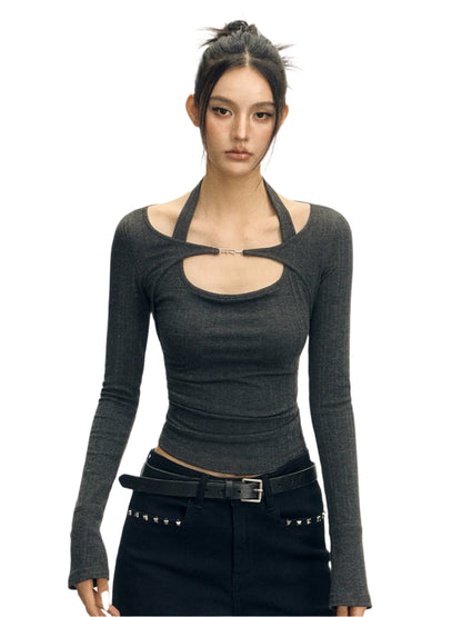 Retro Design Sense Strappy Long Sleeve Top